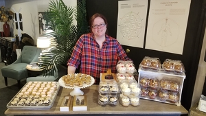 April showcasing her baked goods at Pine Hill Farms April showcasing her baked goods at Pine Hill Farms