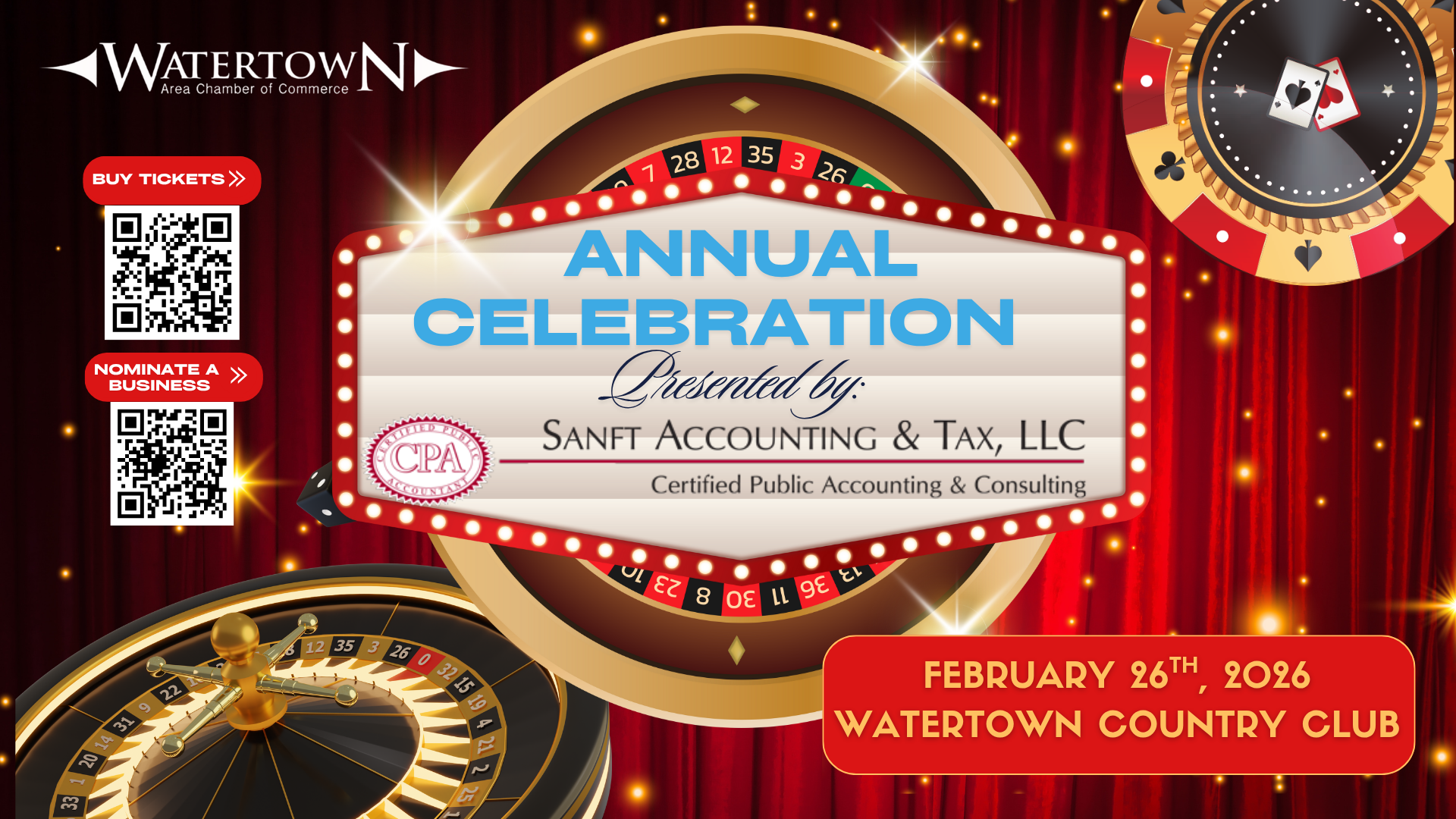 Annual Celebration Presented by Sanft Accounting and Tax: Casino Royale at Watertown Country Club