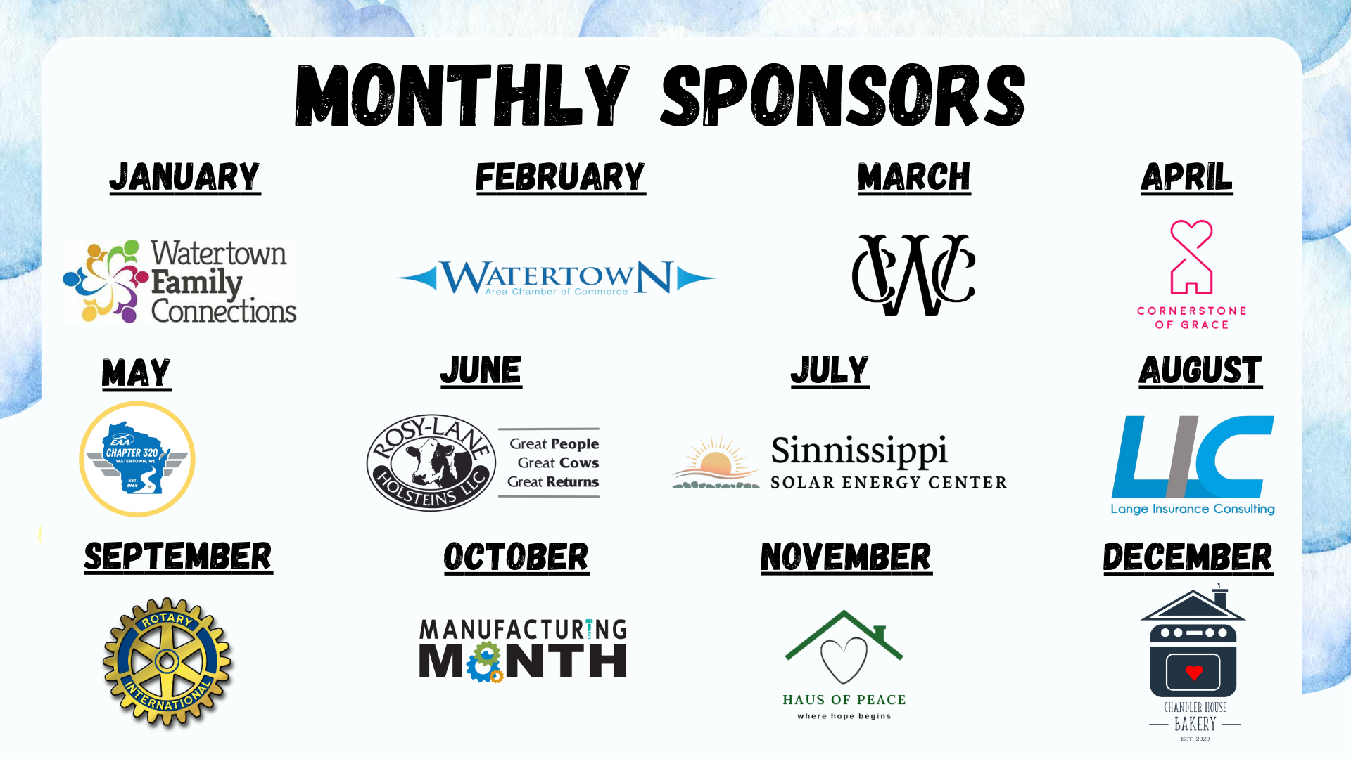 Wake Up Watertown Monthly Sponsors