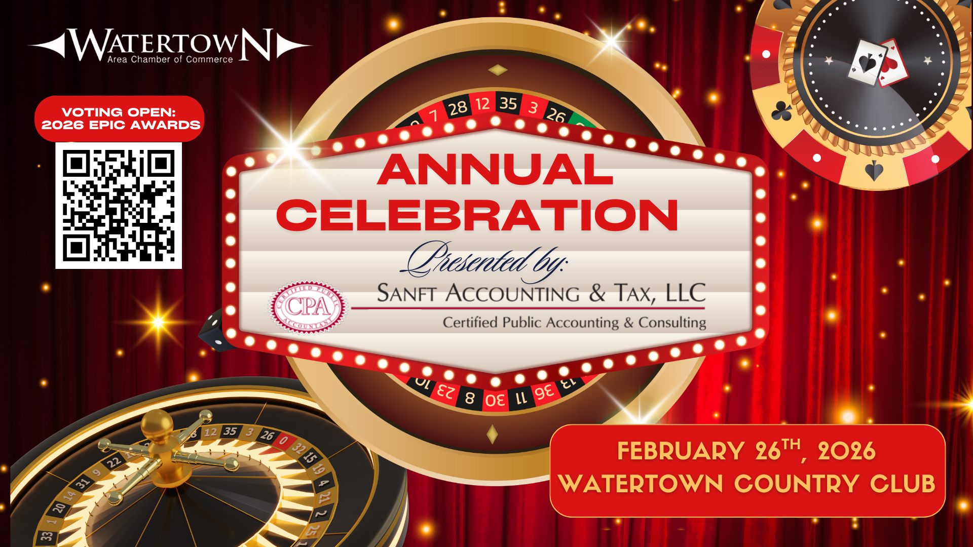 Annual Celebration Presented by Sanft Accounting and Tax: Casino Royale at Watertown Country Club