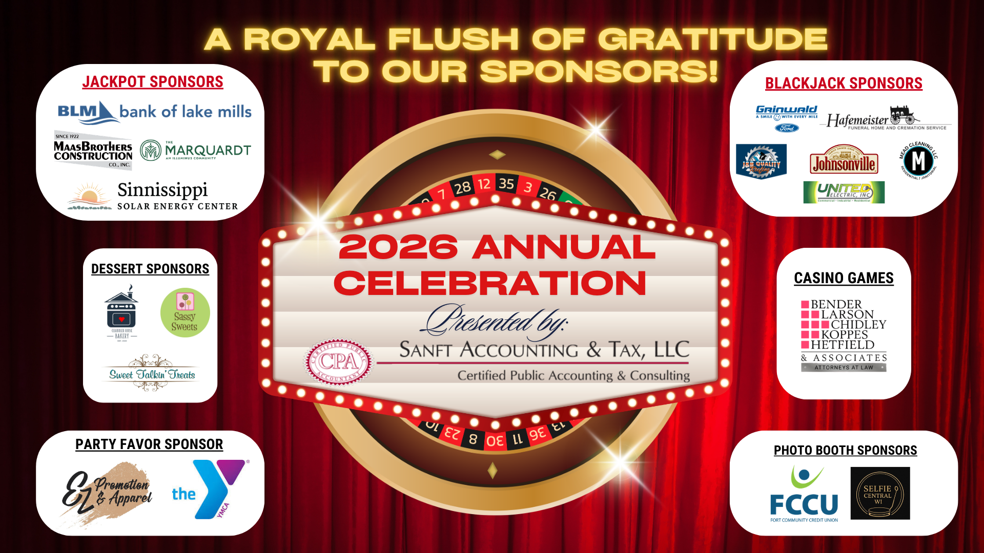 Annual Celebration Presented by Sanft Accounting and Tax: Casino Royale at Watertown Country Club