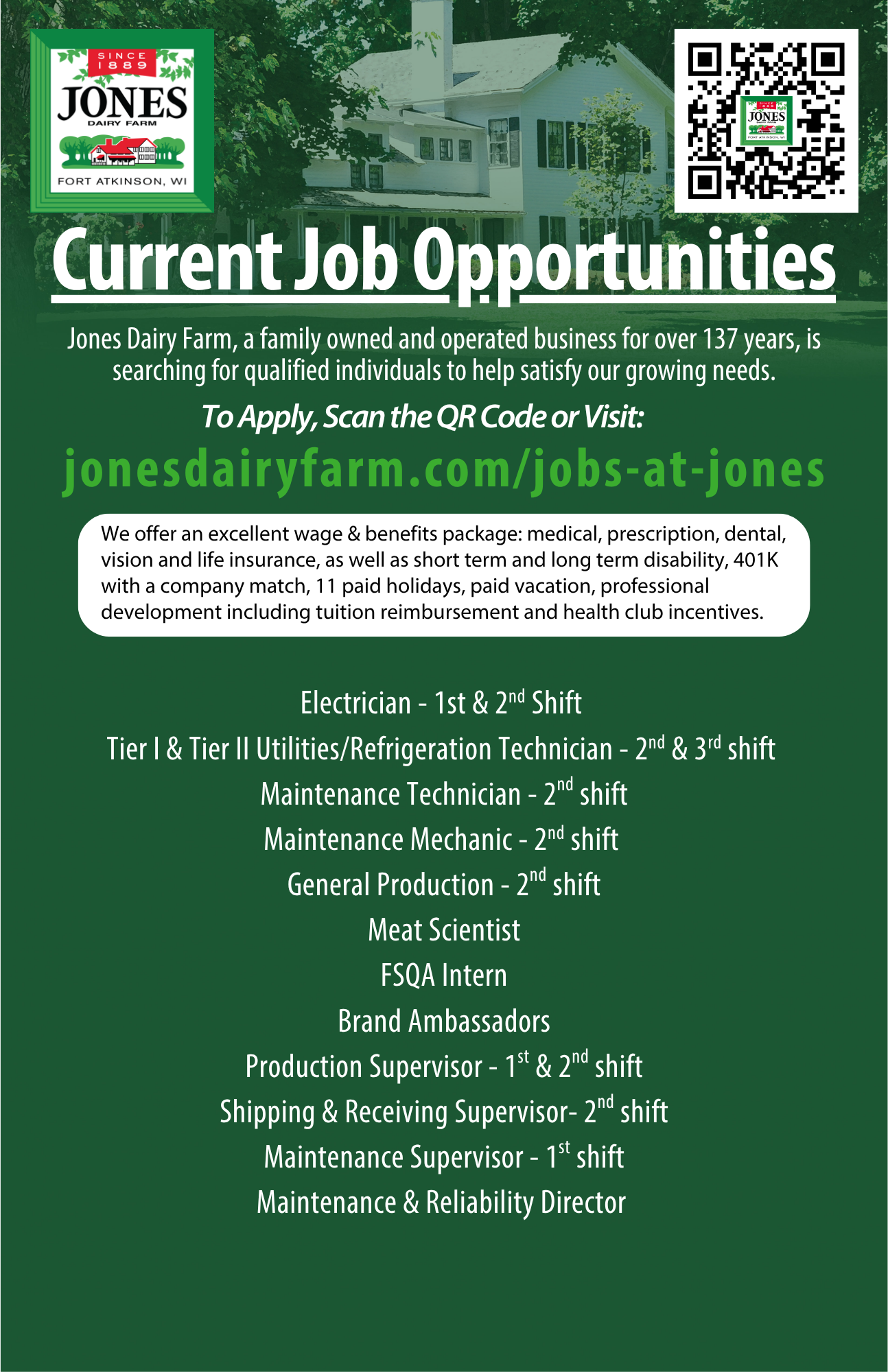 Jones Dairy Farm Job Opportunities